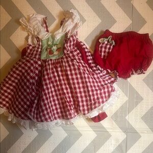 Red and White Checkered Kids Formal Dress